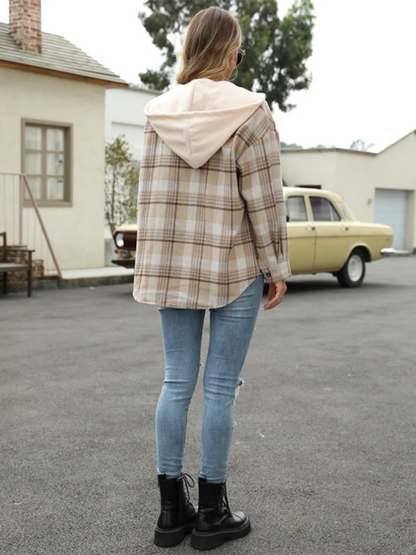 Loose Cardigan Jacket with Detachable Hoodies Ladies Shirt Jacket