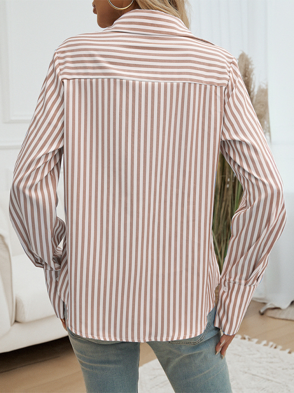 Cardigan Striped Long Sleeve Shirt