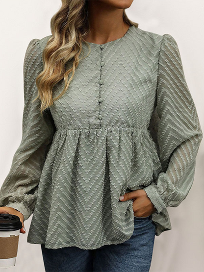 Solid color long sleeve jacquard shirt