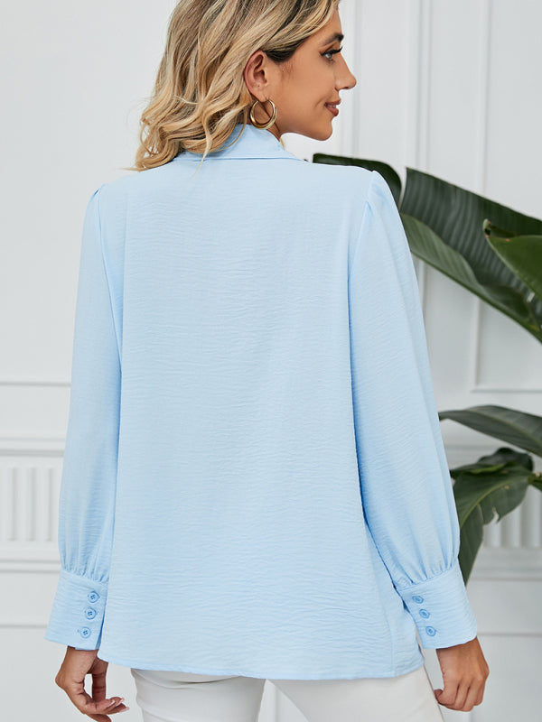 New chiffon loose long-sleeved button-down shirt top