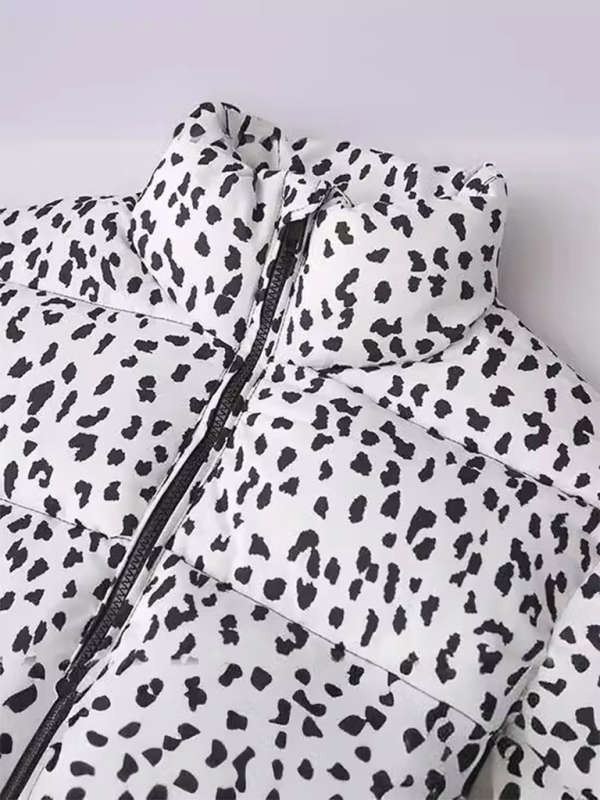 Fashionable animal print stand collar cotton jacket