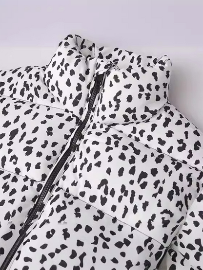 Fashionable animal print stand collar cotton jacket