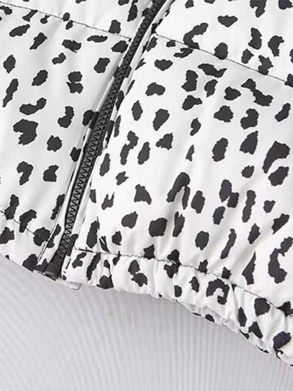 Fashionable animal print stand collar cotton jacket