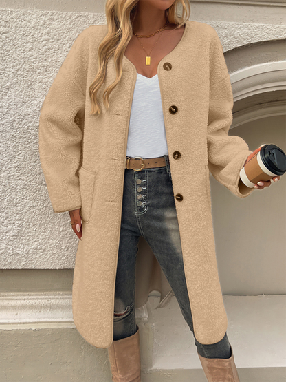 Casual Cardigan Button Pocket Trench Coat