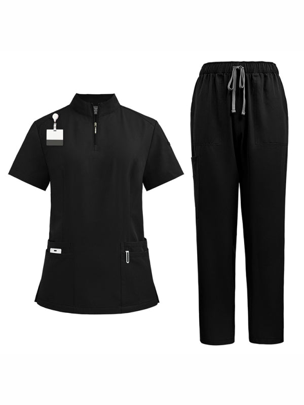 Stand collar zipper doctor nurse work uniform surgical gown surgical gown washing gown operating room straight pants solid color