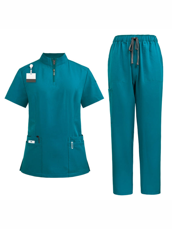 Stand collar zipper doctor nurse work uniform surgical gown surgical gown washing gown operating room straight pants solid color