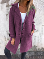 Women's Solid Color Flip Lapel With Pocket Cardigan Single Breasted Medium Long Coa