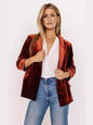 Velvet Slant Pocket Lapel Long Sleeve Blazer