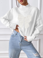 Women's Bow Embroidered Appliqued Turtleneck Pullover Sweater