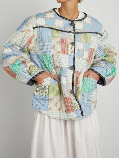 Floral Print Wrap Cotton Jacket