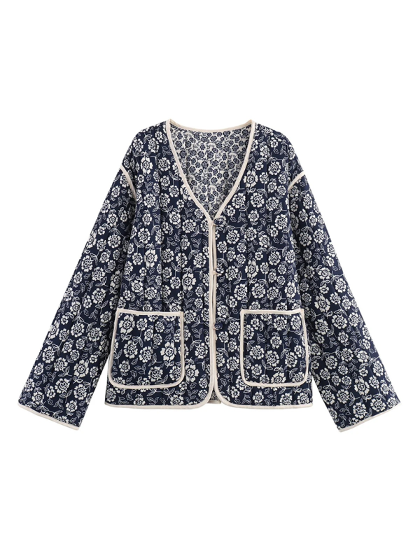 Floral Print Reversible Cotton Jacket