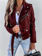 PU leather jacket biker short zipper jacket