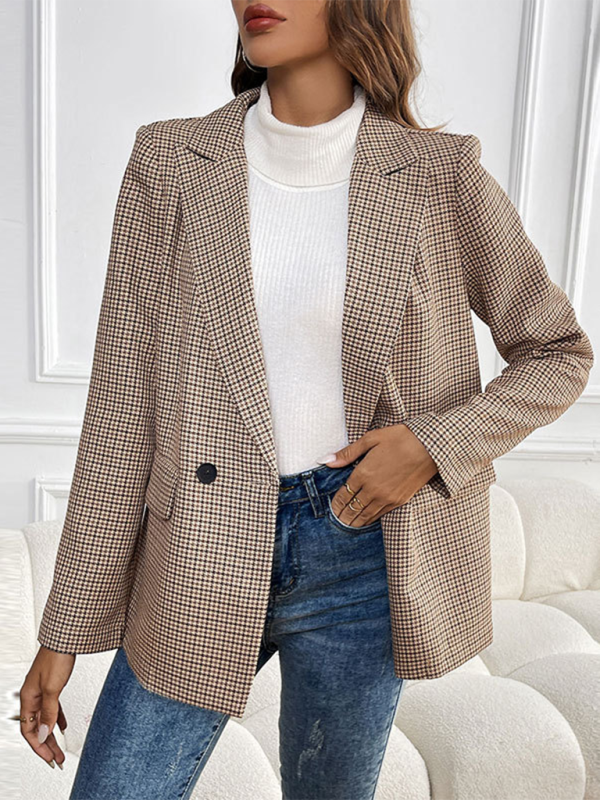 New Casual Buttoned Lapel Long Sleeve Blazer with Pockets