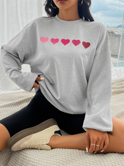 Valentine's Day Love Print Casual Loose Long Sleeve Sweatshirt