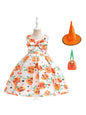 Halloween children's clothing, girls cosplay witch pumpkin performance dress princess dress