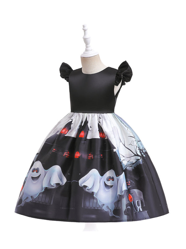 Halloween children's clothing, girls cosplay witch pumpkin performance dress princess dress