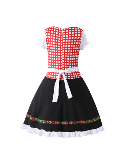 Children's clothing German traditional beer festival suit black and pink plaid print ethnic performance clothing