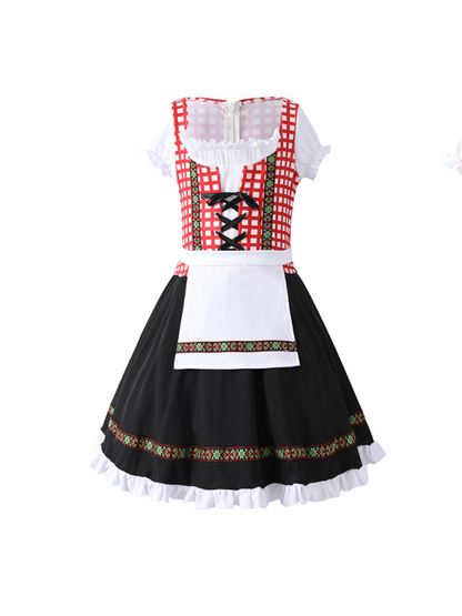 Children's clothing German traditional beer festival suit black and pink plaid print ethnic performance clothing