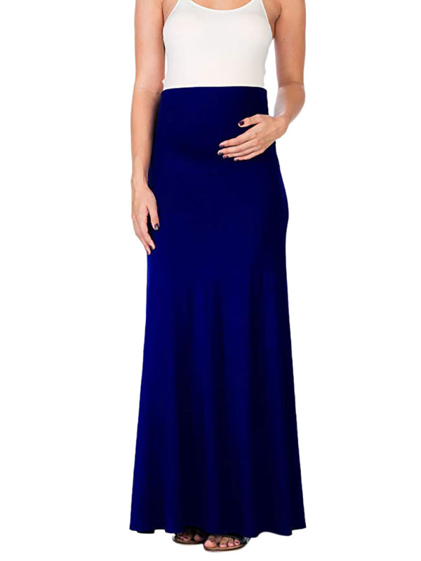 Solid color maternity wear tummy support half-length skirt