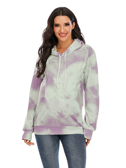 Women's Tie Dye Breastfeeding Loose Maternity Hoodies