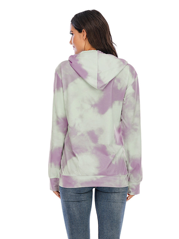 Women's Tie Dye Breastfeeding Loose Maternity Hoodies