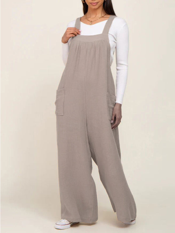 Maternity Woven Loose Lace Casual Overalls